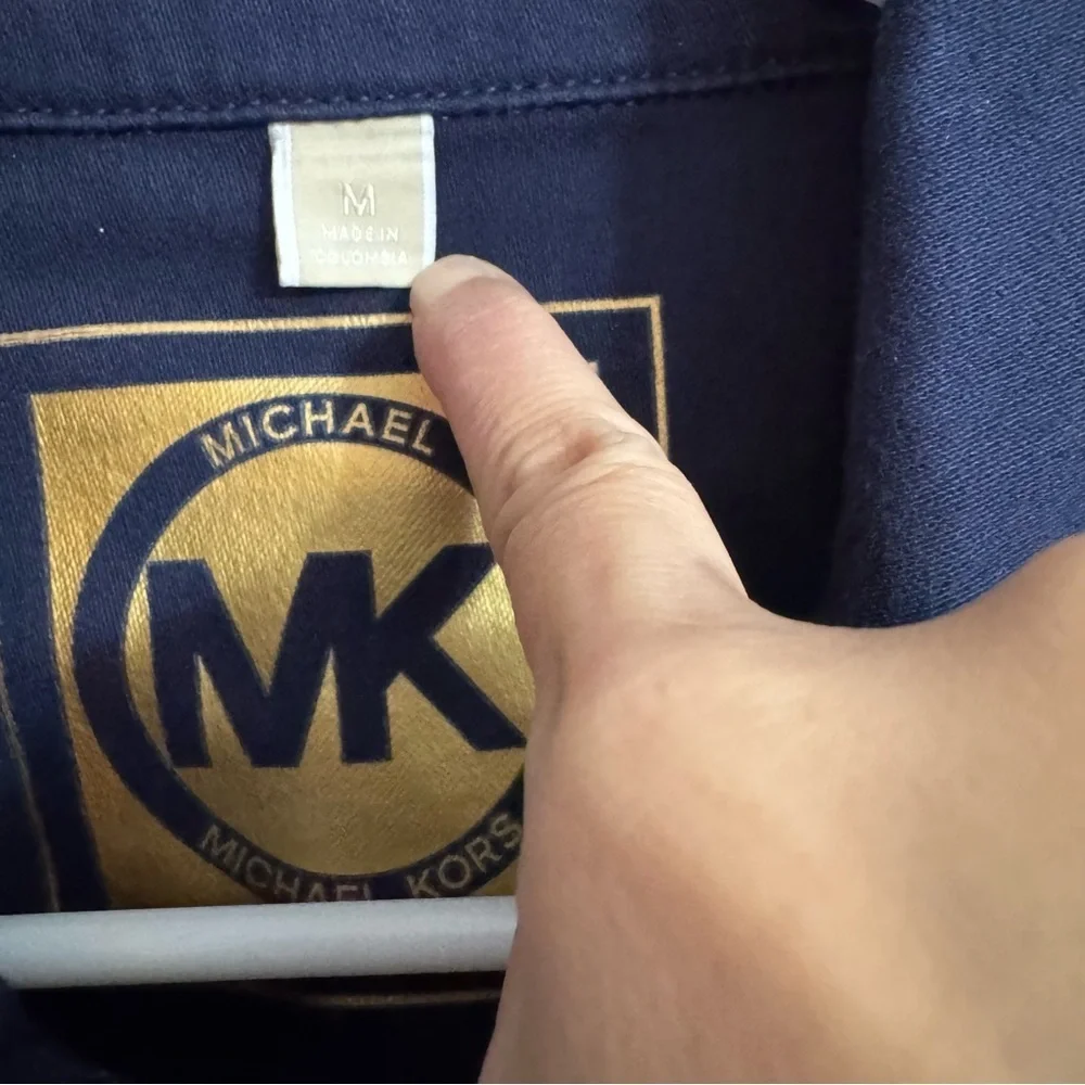 Michael Michael Kors Dark Blue Jean Jacket with Gold Buttons Size Medium